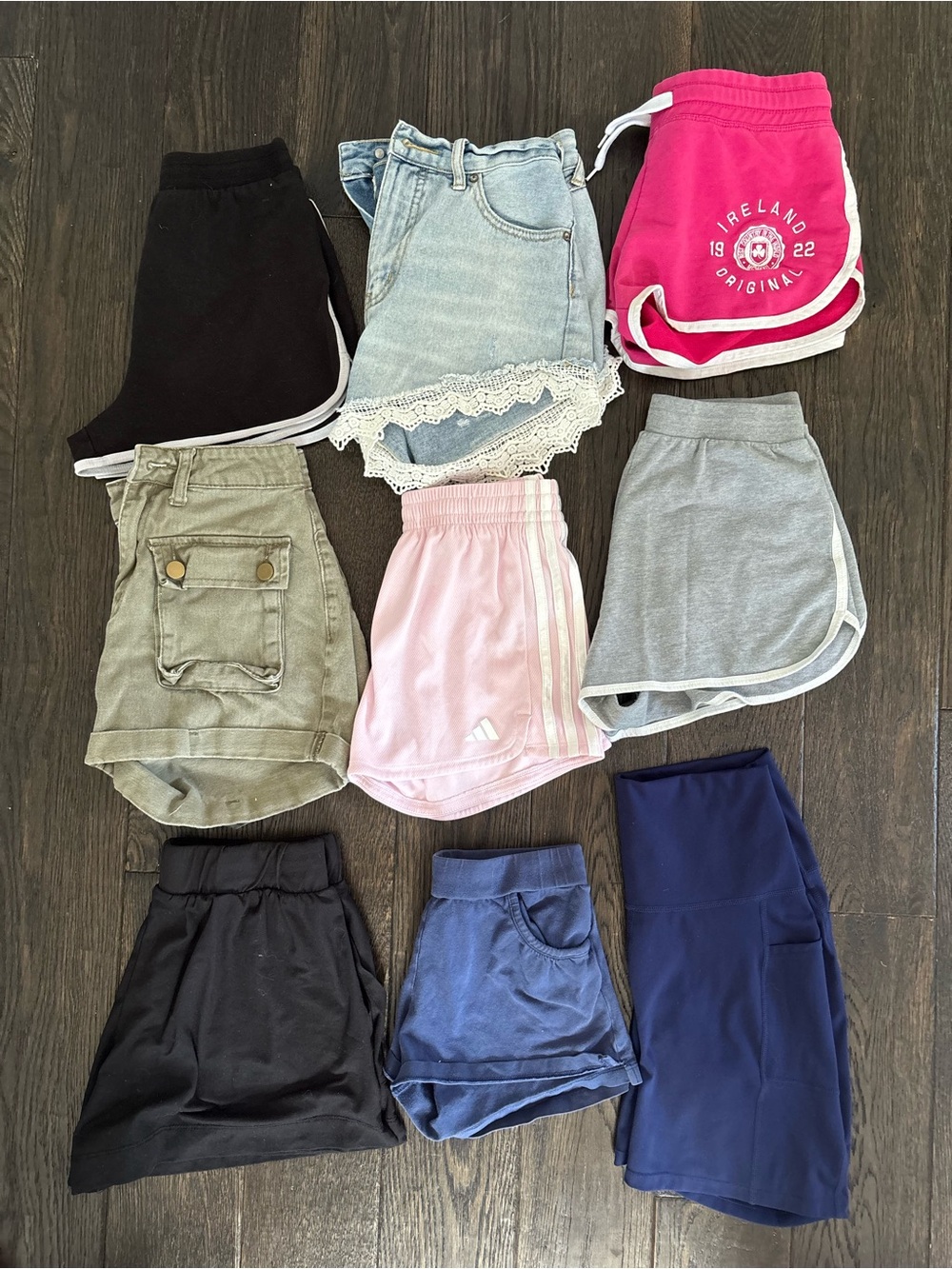 adidas Pink Kids Athletic Shorts with White Trim